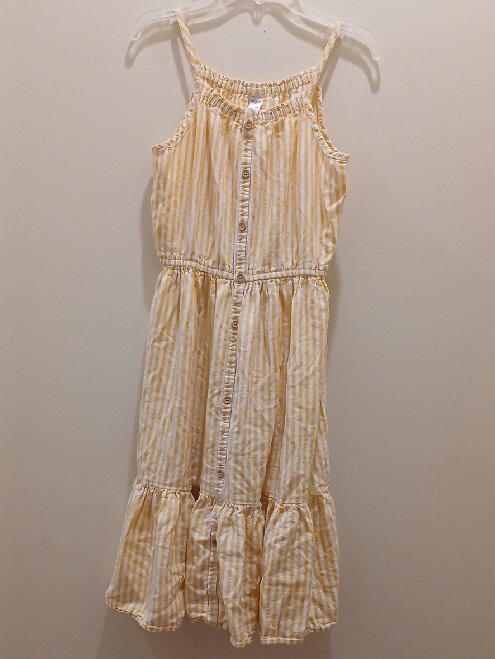 OshKosh B'gosh Yellow and White Striped Button-Front Sundress Girls 14